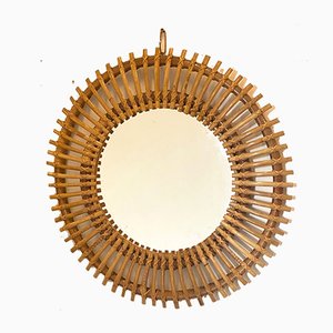 Miroir Rond en Bambou, 1970s