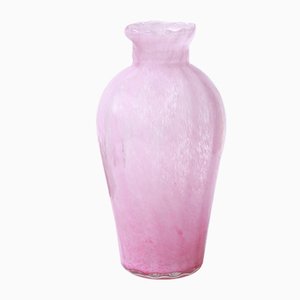 Jarrón italiano vintage de cristal de Murano rosa, años 70