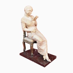 Statue Antique en Albâtre et Marbre par Gambogi