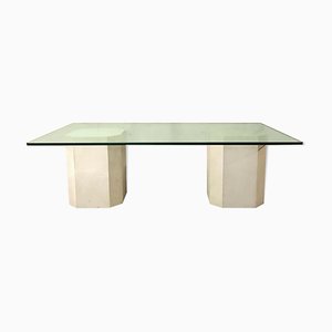 Octagonal Concrete and Glass Coffee Table, 1970s