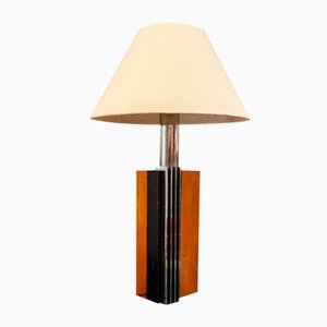 Lampe de Bureau en Bois et Acier, Italie, 1970s