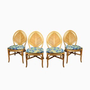 Vintage French Rattan Jungle Chairs, Set of 4