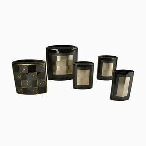 Vases Studio-Line en Porcelaine Noire par Dresler & Treyden pour Rosenthal, Set de 5