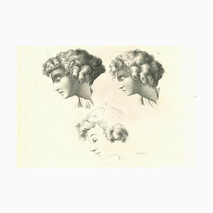 Acquaforte Anker Smith, Heads of a Man, 1810