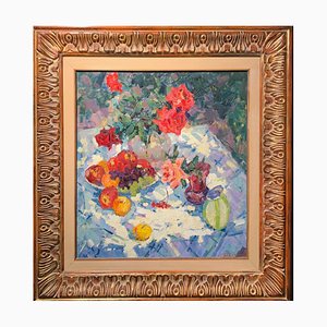Gennady Bernadsky, Roses and Fruit, Pintura al óleo