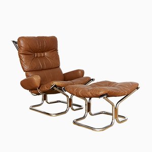 Wing Chair and Ottoman by Ingmar Relling for Westnofa, Set of 2