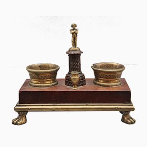 Juego de escritorio de ormolú y caoba, siglo XIX