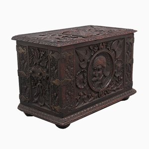 19th Century Carved Oak Log Box