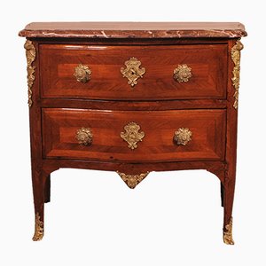 Small Louis XV Curved Chest of Drawers with Marble, 18th Century