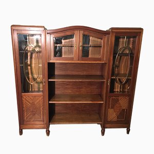 Walnut Inlaid Bookcase, 1900s