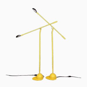 Mid-Century Industrial Yellow Floor Lamps, Yugoslavia, 1960s, Set of 2