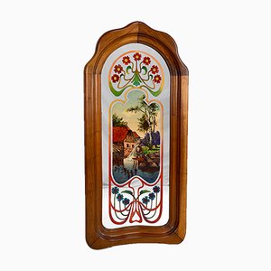 Art Nouveau Mirror with Bucolic Painted Scene, 1900s