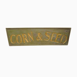 Large Antique Wooden Corn & Seed Sign