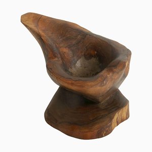 Brutalist Olive Wood Vide Poche by Charlotte Perriand, France, 1950s