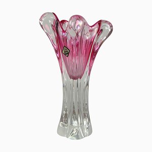 Vase Vintage en Verre par Josef Hospodka pour Chribska Glass Work, 1960s