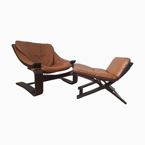 Set of Lounge Chair with Ottoman by Ake Fribytter for Nelo, Sweden, 1970s