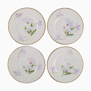 Platos Royal Copenhagen antiguos de porcelana con flores de iris. Juego de 4