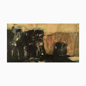 Sune Fogde, Sweden, óleo sobre lienzo, composición abstracta, 1963
