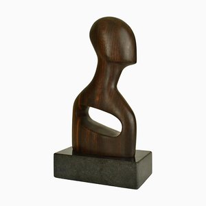 Abstract Wood Carved Bust Sculpture