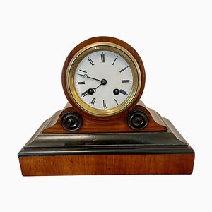 Antique Victorian Walnut Desk Clock