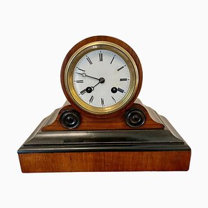 Horloge de Bureau Victorienne Antique en Noyer