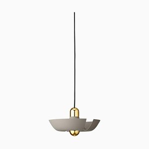 Small Taupe and Gold Pendant Lamp