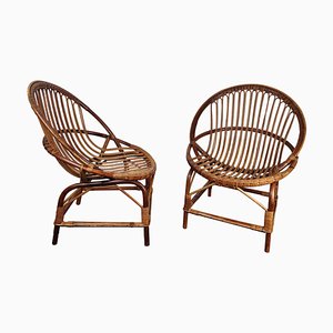 Poltrone Riviera in bambù curvato di Franco Albini, Italia, anni '60, set di 2