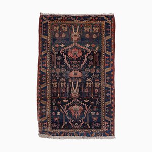 Floral Bakhtiari Dark Blue Rug with Border and Medallion