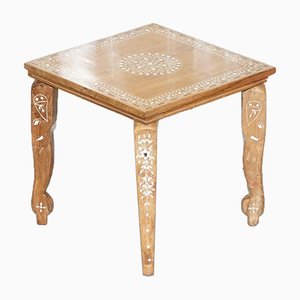 Tavolo anglo indiano in legno intarsiato