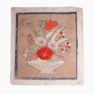Paneles decorativos chinos victorianos antiguos de seda, década de 1880. Juego de 2