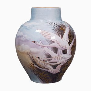 Vintage English Hand-Painted Decorative Flower Vase in Ceramic by James Skerrett