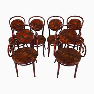 Cherry Coloured Bentwood Dining Chairs, 1970s, Set of 6