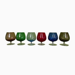 Farbige Cognacfarbene Gläser aus Murano Glas, 6er Set