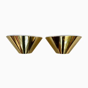 Cone-Shaped Brass Wall Lamps or Sconces by Glashütte Limburg, 1960s, Set of 2