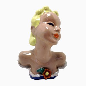 Art Deco Handmade Woman's Bust by Komlos, 1930s