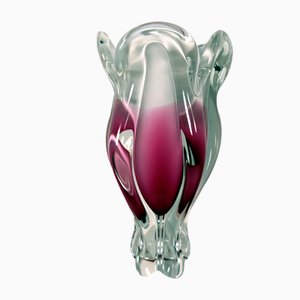 Grand Vase Vintage en Verre par Josef Hospodka pour Chribska Glasswork, 1960s