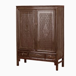 Patterned Gray Lacquer Cabinet