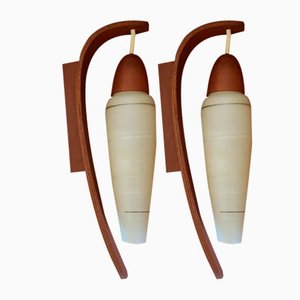 Teak Wandlampen, 1960er, 2er Set