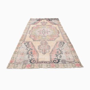 Alfombra Oushak turca vintage de lana beige