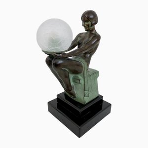 Delassement Lumineux Französische Art Deco Skulptur Lampe von Max Le Verrier