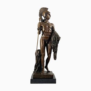 Figura de bronce de un guerrero griego clásico, siglo XX