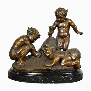 Sculpture d'Enfants en Bronze, France