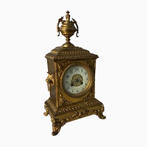 Horloge de Cheminée Dorée, France, 19ème Siècle