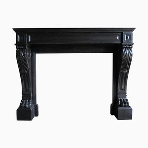 19th Century French Napoleonic Black Marble Fireplace