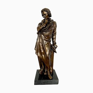 Sculpture Beethoven en Bronze sur Socle en Marbre, France, 20ème Siècle