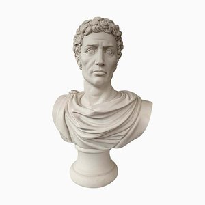 Julius Caesar Bust Sculpture, In Toga, 20th-Century