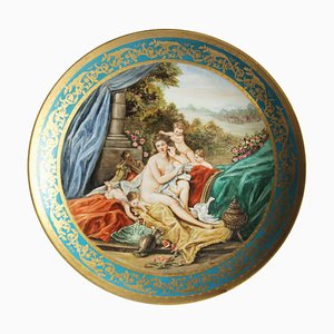 Large 20th Century Viennese Charger Plate or Wall Plaque in Porcelain with Gilt Borders