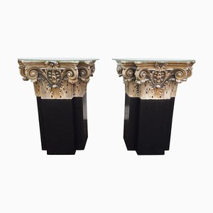 Colonnes en Marbre Blanc et Doré, 18ème Siècle, Set de 2