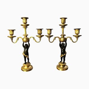 Candélabre Louis Xv Antique en Bronze, Set de 2