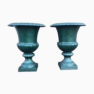 Large 19th Century French Cast Iron Campana Urns